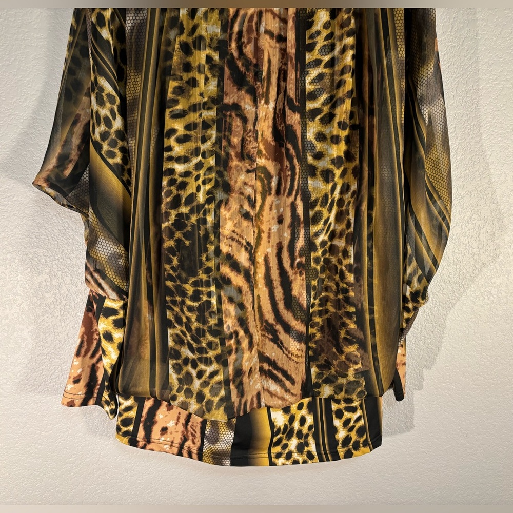 Unique Leopard Print Layered Top With Sheer Long … - image 8